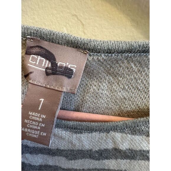 Chicos Gray and Beige Zebra Print Sweater Size Medium or Chicos Size 1 - Picture 2 of 5